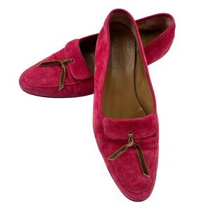 J. Crew Womens Pink Suede Loafers Size 7.5 Leather Upper & Lining Made In Italy